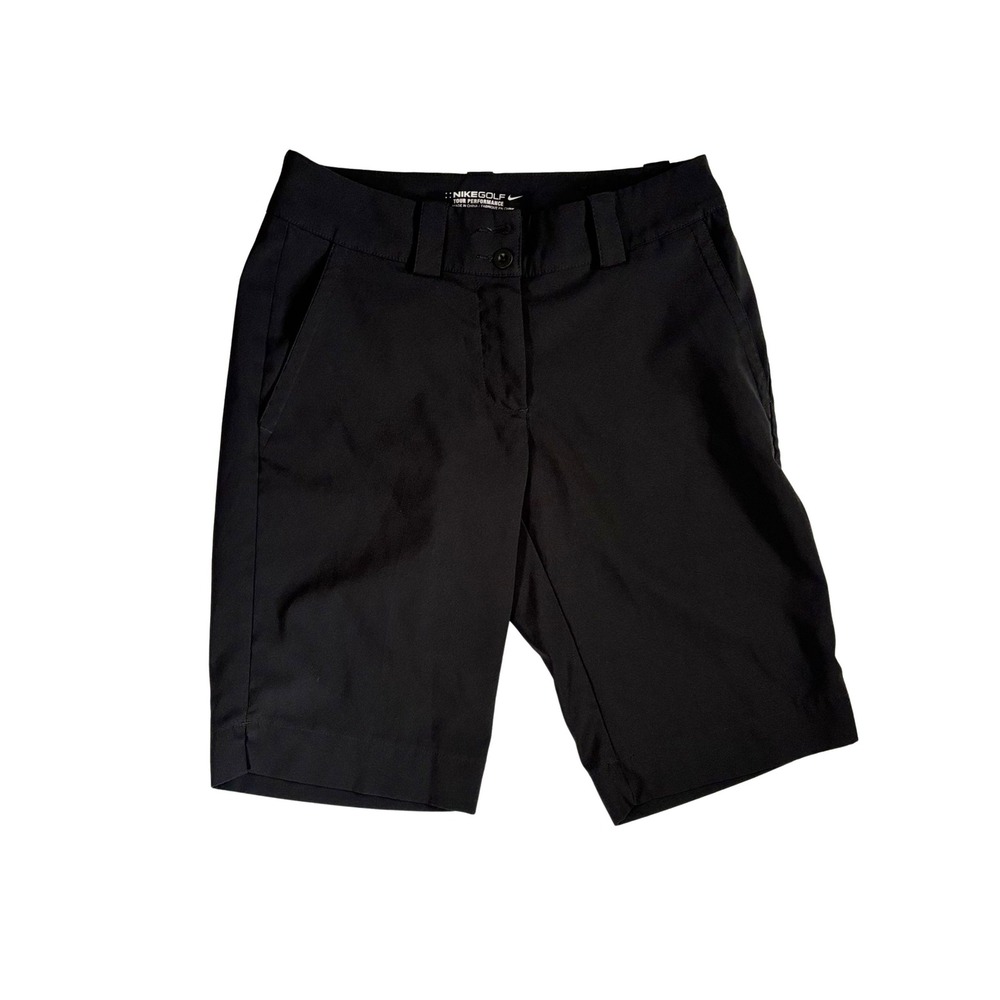 Nike Golf Tour Performance Dri Fit Black Bermuda Shorts Womens Size 0 Athletic